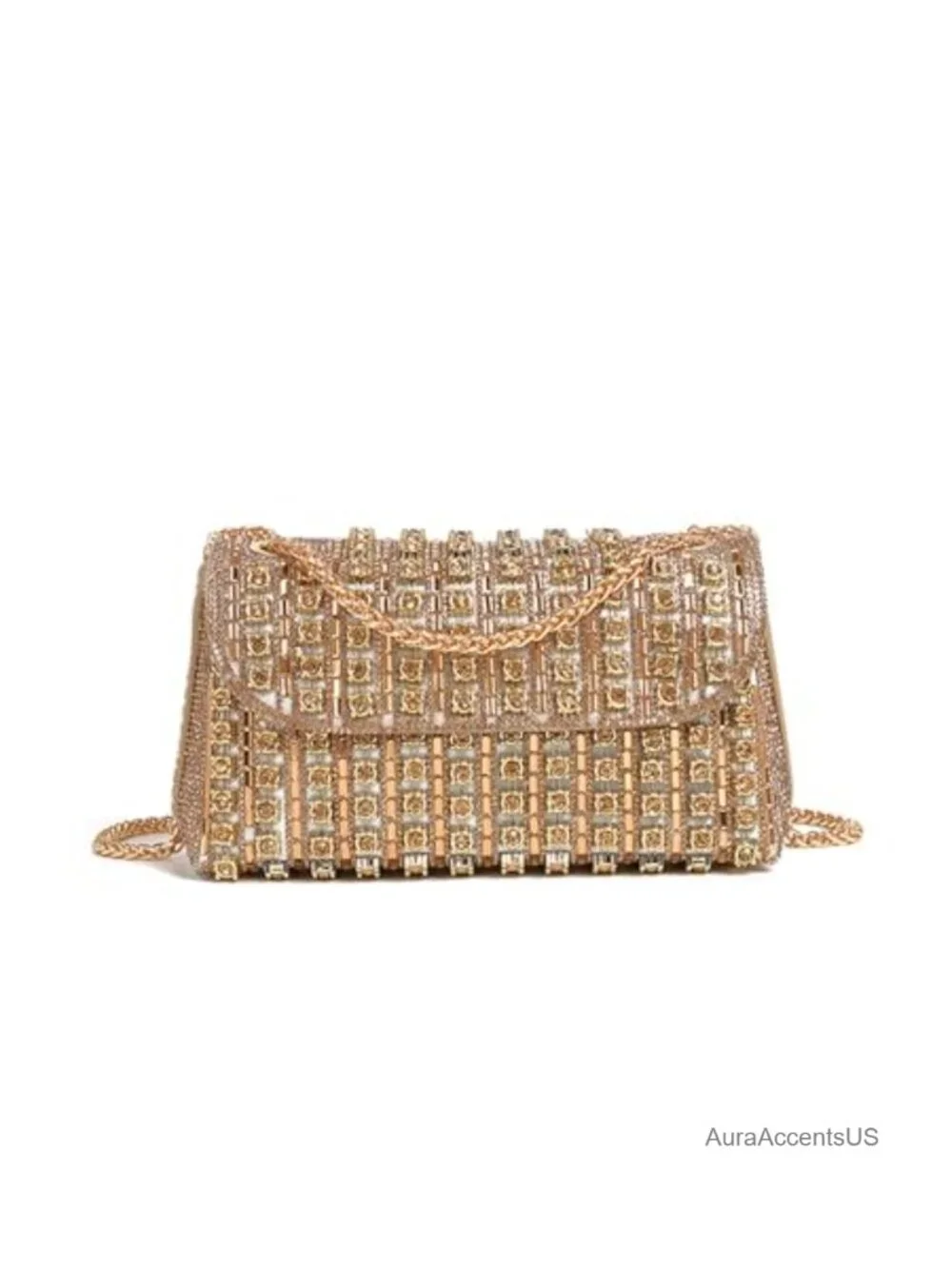 Rhinestone Sparkly Evening Clutch Purse with Chain